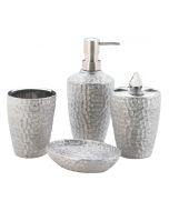HAMMERED SILVER TEXTURE BATH ACCESSORIES
